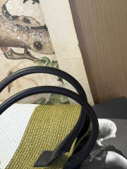 Uubags Chanel Maxi Shopping Bag Raffia & Calfskin In Khaki, White & Brown 58x70x20cm - 6