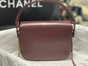 Uubags Chanel mini flap bag with handle shiny calfskin & gold-tone metal dark burgundy 14.5x19.5x5cm - 5