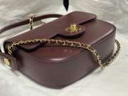 Uubags Chanel mini flap bag with handle shiny calfskin & gold-tone metal dark burgundy 14.5x19.5x5cm - 2