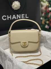 Uubags Chanel mini flap bag with handle shiny calfskin & gold-tone metal dark beige 14.5x19.5x5cm - 1