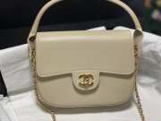 Uubags Chanel mini flap bag with handle shiny calfskin & gold-tone metal dark beige 14.5x19.5x5cm - 6