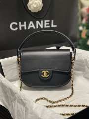 Uubags Chanel mini flap bag with handle shiny calfskin & gold-tone metal black 14.5x19.5x5cm - 1