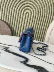 Uubags Chanel Mini Rectangular Classic Flap Bag In Blue Lambskin & Rainbow Metal 20cm - 6