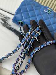 Uubags Chanel Mini Rectangular Classic Flap Bag In Blue Lambskin & Rainbow Metal 20cm - 4
