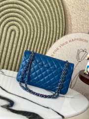 Uubags Chanel Medium Rectangular Classic Flap Bag In Blue Lambskin & Rainbow Metal 25.5x15x6cm - 3