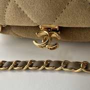Uubags Chanel clutch with strap suede calfskin & gold-colored metal in dark beige 18x30x15cm - 5