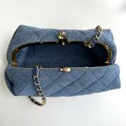 Uubags Chanel clutch quilted denim blue & gold-colored metal 18x30x15cm - 2