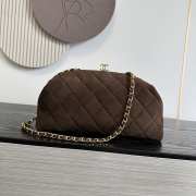 Uubags Chanel clutch with strap suede calfskin & gold-colored metal in dark chocolate 18x30x15cm - 5