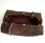 Uubags Chanel clutch with strap suede calfskin & gold-colored metal in dark chocolate 18x30x15cm - 3