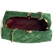 Uubags Chanel clutch with strap suede calfskin & gold-colored metal in green 18x30x15cm - 6