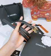 Uubags Chanel Leather Belt Calfskin & Metal In Black, Camel & Golden 1.5cm - 5