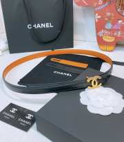 Uubags Chanel Leather Belt Calfskin & Metal In Black, Camel & Golden 1.5cm - 3