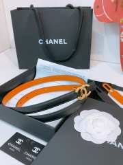 Uubags Chanel Leather Belt Calfskin & Metal In Black, Camel & Golden 1.5cm - 2