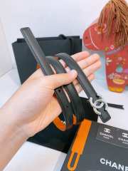 Uubags Chanel Leather Belt Calfskin & Metal In Black, Camel & Silver 1.5cm - 4