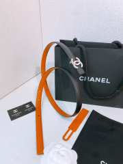 Uubags Chanel Leather Belt Calfskin & Metal In Black, Camel & Silver 1.5cm - 3