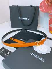 Uubags Chanel Leather belt calfskin and metal in black, orange & golden 1.5cm - 4