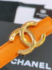 Uubags Chanel Leather belt calfskin and metal in black, orange & golden 1.5cm - 6