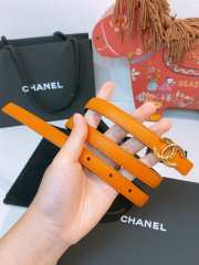 Uubags Chanel Leather belt calfskin and metal in black, orange & golden 1.5cm - 3