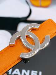 Uubags Chanel Leather belt calfskin and metal in black, orange & silver 1.5cm - 3