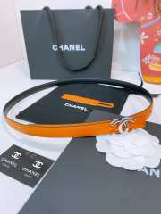 Uubags Chanel Leather belt calfskin and metal in black, orange & silver 1.5cm - 6