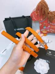 Uubags Chanel Leather belt calfskin and metal in black, orange & silver 1.5cm - 5