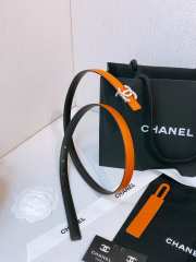 Uubags Chanel Leather belt calfskin and metal in black, orange & silver 1.5cm - 4
