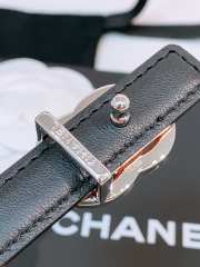 Uubags Chanel Leather belt calfskin and metal in black, orange & silver 1.5cm - 2