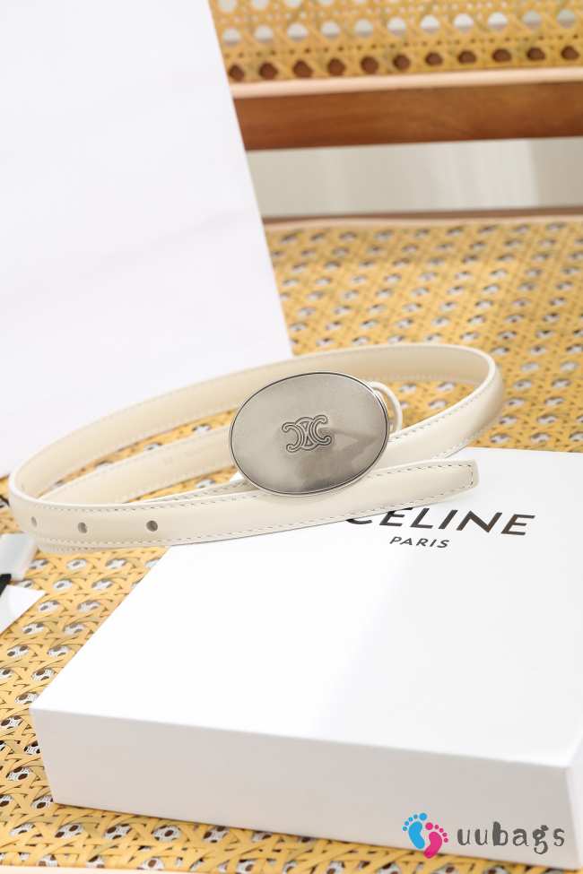 Uubags Celine Maison Belt 1.3cm In Taurillon Leather White 01 - 1