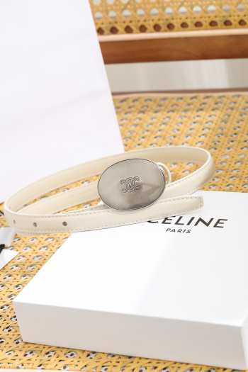 Uubags Celine Maison Belt 1.3cm In Taurillon Leather White 01