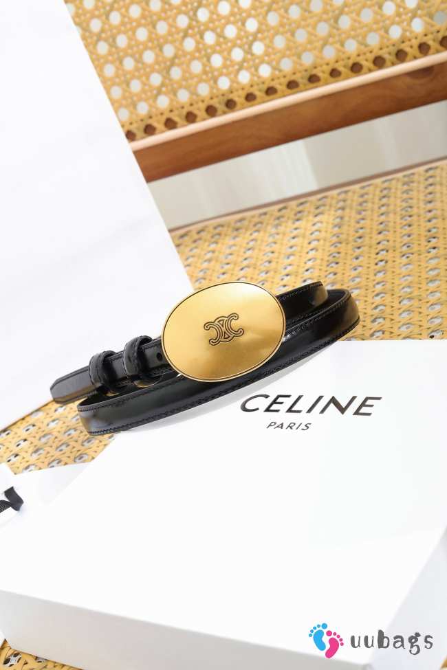 Uubags Celine Maison Belt 1.3cm In Taurillon Leather Black 02 - 1