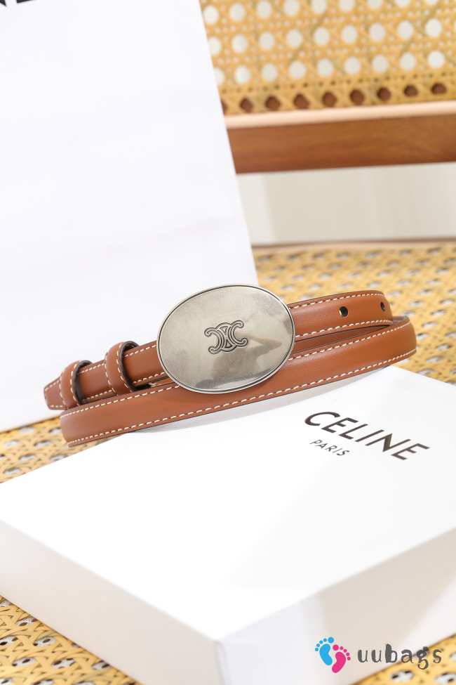 Uubags Celine Maison Belt 1.3cm In Taurillon Leather Brown 01 - 1