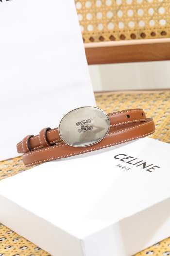Uubags Celine Maison Belt 1.3cm In Taurillon Leather Brown 01