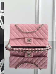 Uubags Chanel double flap bag caviar leather in light pink with silver hardware 25cm - 1