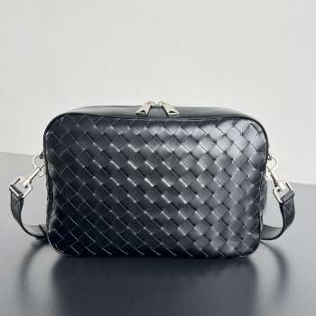 Uubags Bottega Veneta Intrecciato Camera Bag In Black 29x19.5x7.5cm