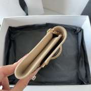 Uubags YSL Uptown Chain Wallet In Grain De Poudre Embossed Leather In Dark Beige 19x12x3cm - 2