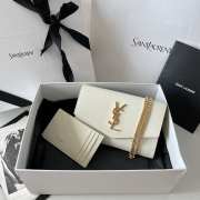 Uubags YSL Uptown Chain Wallet In Grain De Poudre Embossed Leather In White 19x12x3cm - 1