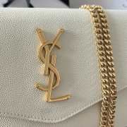 Uubags YSL Uptown Chain Wallet In Grain De Poudre Embossed Leather In White 19x12x3cm - 5