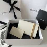Uubags YSL Uptown Chain Wallet In Grain De Poudre Embossed Leather In White 19x12x3cm - 2