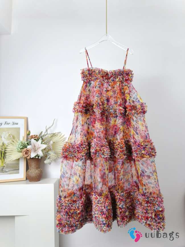 Uubags Zimmermann Luna Ruffle Bandeau Gown Maxi Dress In Multi Floral - 1