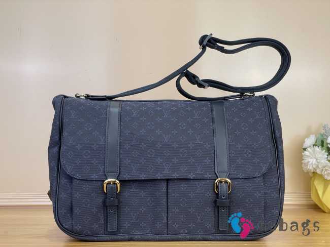 Uubags Louis Vuitton Mini Lin Sac Maman Messenger Diaper Bag Navy Blue 43x30x20cm - 1