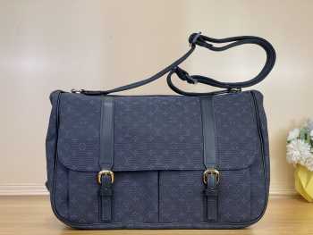 Uubags Louis Vuitton Mini Lin Sac Maman Messenger Diaper Bag Navy Blue 43x30x20cm