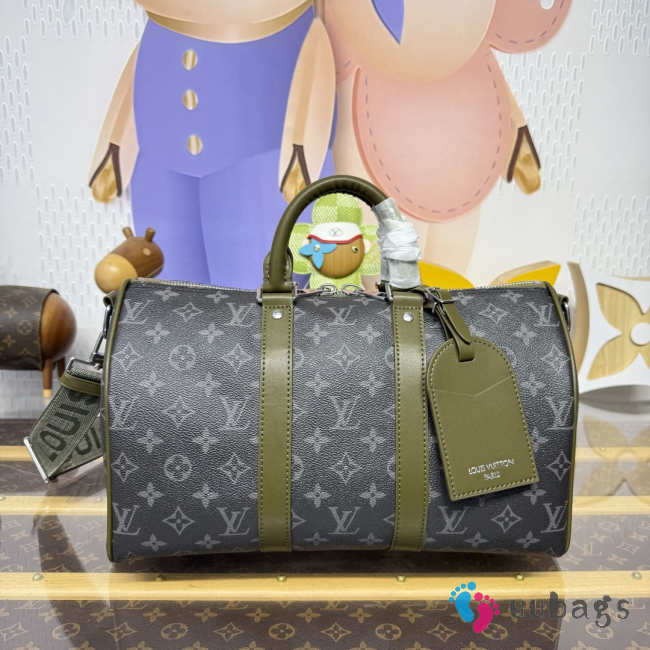 Uubags Louis Vuitton M28639 Keepall Bandoulière 35 Bag In Khaki Green 34x21x16cm - 1