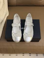 Uubags Chanel Ballet Flats Silver Leather Mesh Sandals Breathable Slip On Loafers - 1