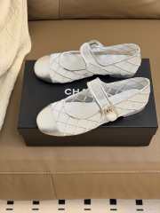 Uubags Chanel Ballet Flats Silver Leather Mesh Sandals Breathable Slip On Loafers - 2