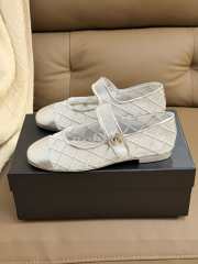 Uubags Chanel Ballet Flats Silver Leather Mesh Sandals Breathable Slip On Loafers - 3