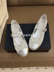 Uubags Chanel Ballet Flats Silver Leather Mesh Sandals Breathable Slip On Loafers - 5