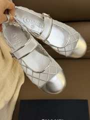 Uubags Chanel Ballet Flats Silver Leather Mesh Sandals Breathable Slip On Loafers - 6