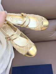 Uubags Chanel Ballet Flats Gold Leather Mesh Sandals Breathable Slip On Loafers - 4