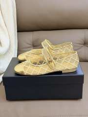 Uubags Chanel Ballet Flats Gold Leather Mesh Sandals Breathable Slip On Loafers - 5