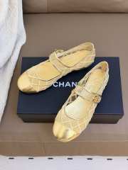 Uubags Chanel Ballet Flats Gold Leather Mesh Sandals Breathable Slip On Loafers - 6